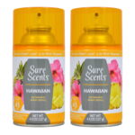 Sure Scents Hawaiian Mist Automatic Air Freshener Refills for Home Living Room Kitchen Bathroom Office Odor Eliminator with Long Lasting Scents and Last Up To 45 Days 4.5 oz. Pack of 2